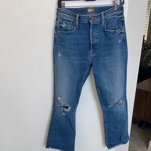 MOTHER Blue Distressed Ankle Jeans